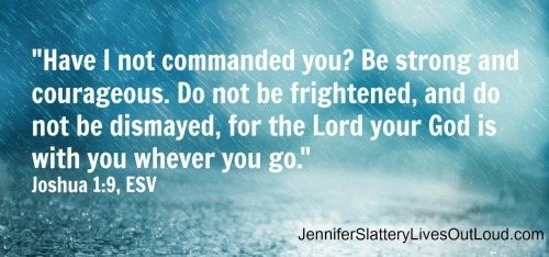 Joshua 1:9 with rainy background