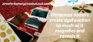 quote pulled from text with Christmas wrapping and items background